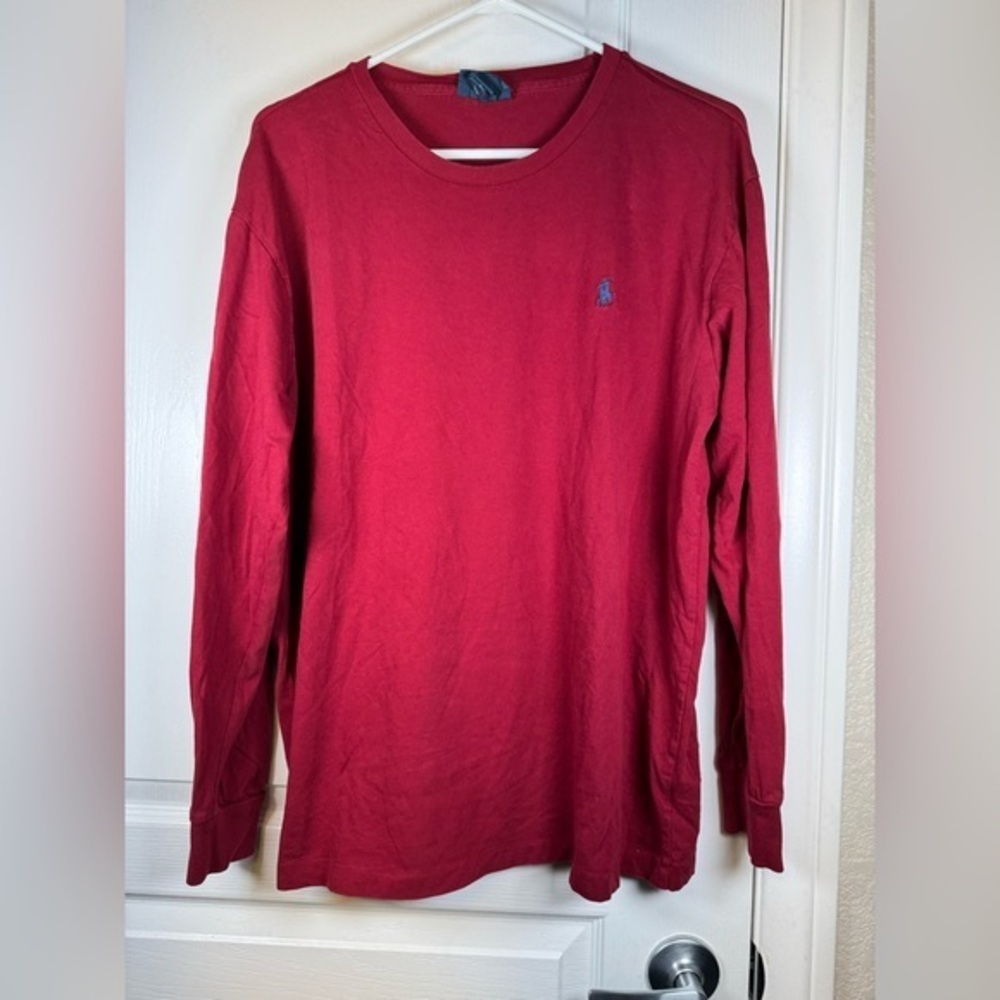 Polo Ralph Lauren Red Long Sleeve Pullover Shirt Size large EUC #5939